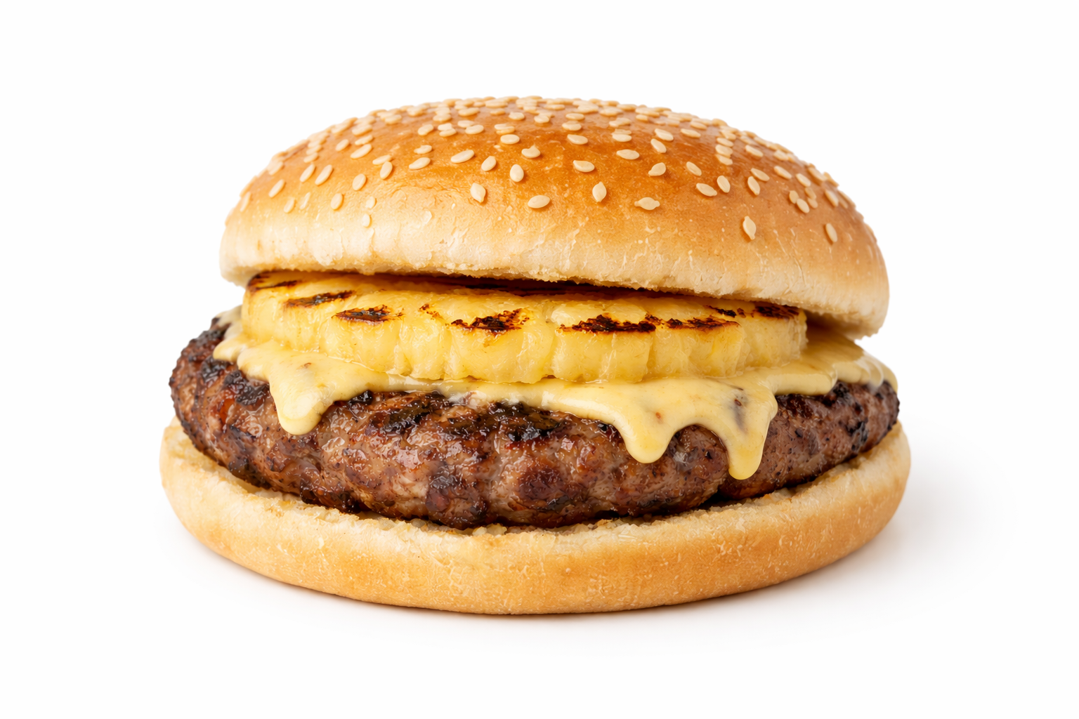 Cevapcici Hawaii Käse Burger mit gegrilltem Ananas und Käse beim Lauteracher Grill